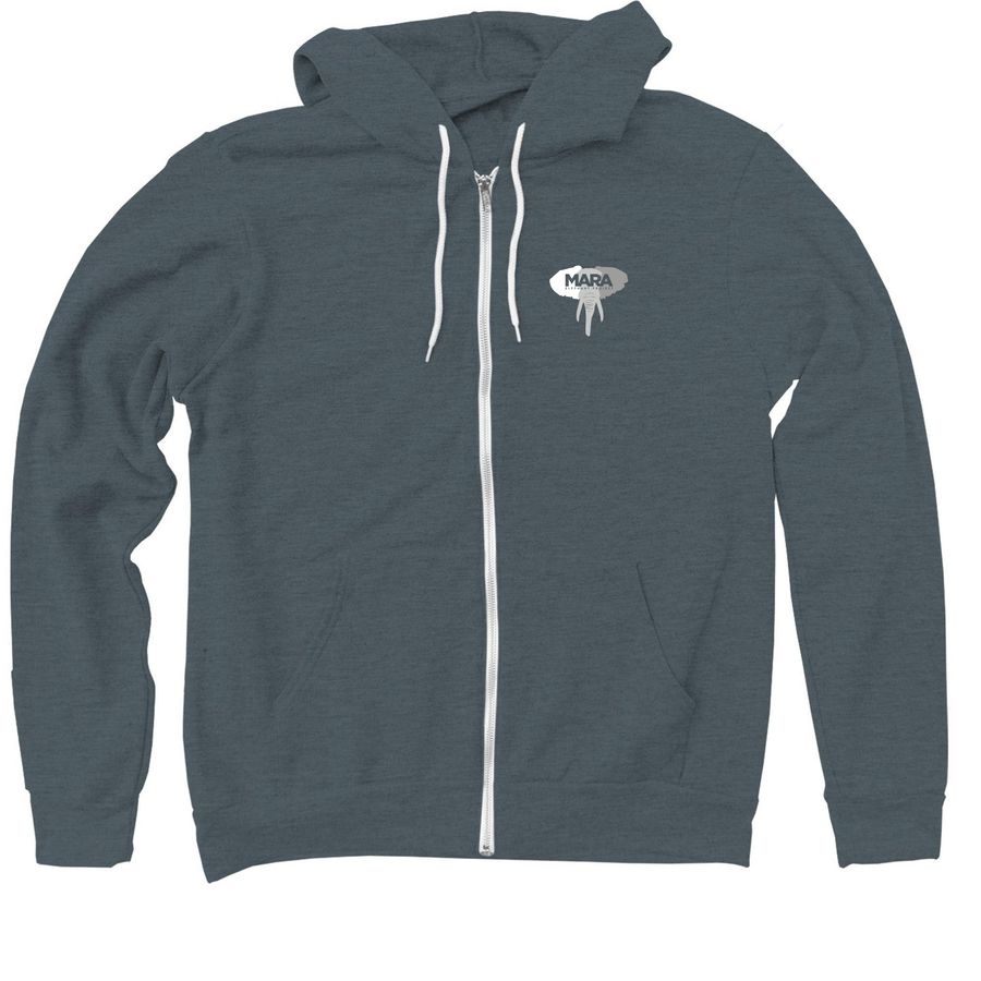 Why Do You Love Elephants?, a Heather Slate Zip Up Hoodie