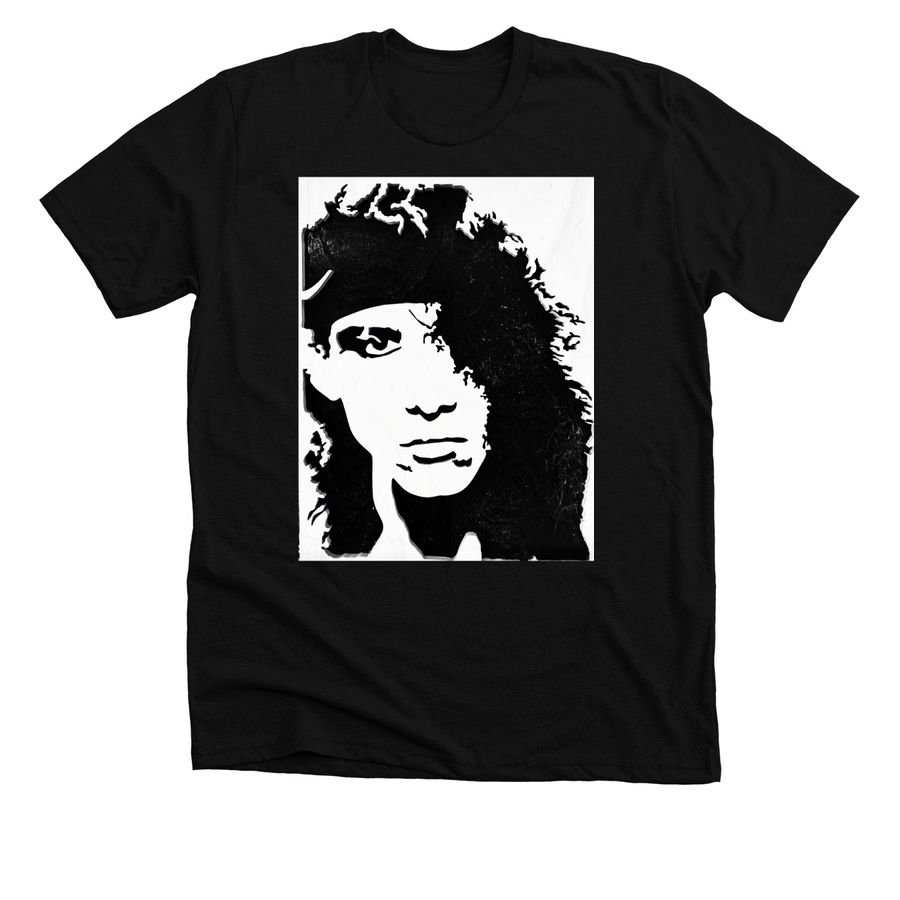 STEPHEN PEARCY of RATT Deco 80?s Print Tee&nbsp;, a Solid Black Blend Premium Unisex Tee