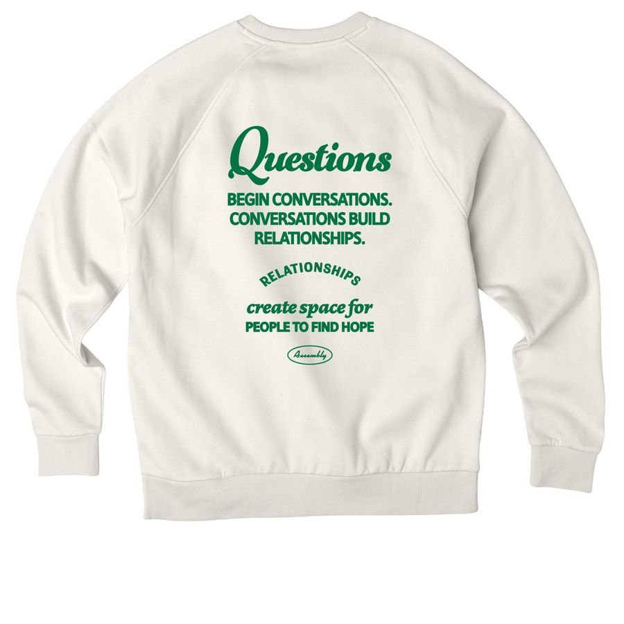 Questions&nbsp;, a White Sand Allmade Organic CVC Crewneck Sweatshirt (back-view)