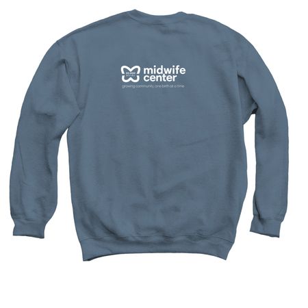 I supported 1 of 10,000 births, a Indigo Crewneck Sweatshirt (back-view)