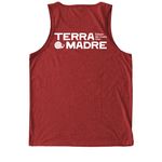 Terra Madre 2026 SFUSA T-shirt, a Rise Up Red Allmade Eco Triblend Tank (back-view)