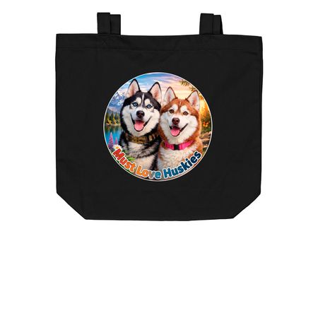 Must Love Huskies&nbsp;, a Black Organic Cotton Tote Bag