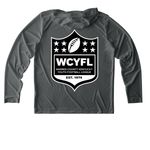 WCYFL&nbsp;, a Dark Smoke Grey UV Performance Long Sleeve Hoodie (back-view)