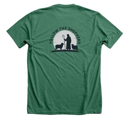 Follow the Shepherd RFK 204, a Heather Grass Green Premium Unisex Tee