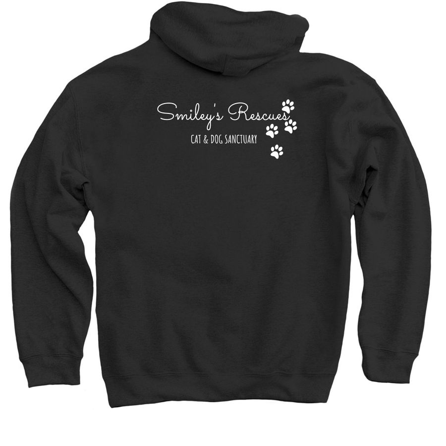 Smiley's Rescues, a Black Pullover Hoodie (back-view)