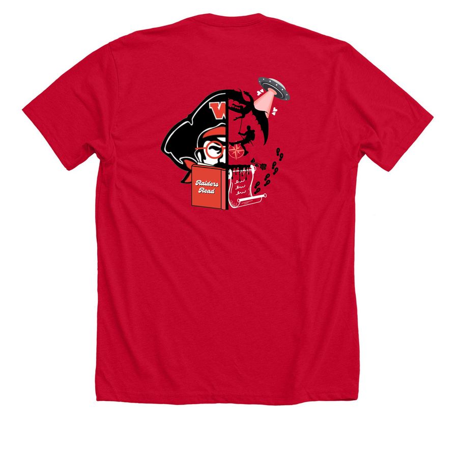 Genre Readers: RED, a Solid Red Blend Premium Unisex Tee (back-view)