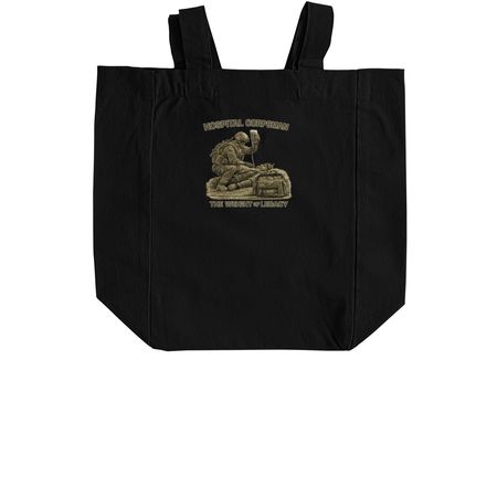 Weight of Legacy tote bags, a Black Recycled Cotton Tote Bag (back-view)