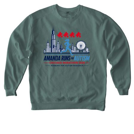 AK Runs for Autism, a Blue Spruce Comfort Colors Crewneck Sweatshirt