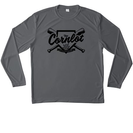 The Cornlot Long Sleeve Sports (Blk Print), a Iron Grey Unisex Performance Long Sleeve Tee