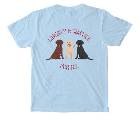 Liberty & Justice for All, a Chambray Comfort Colors Pocket Tee (back-view)