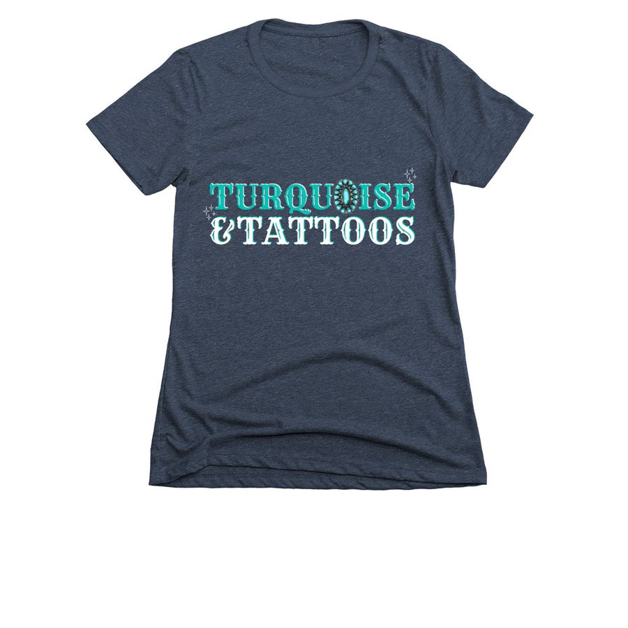 Turquoise & Tattoos, a Midnight Navy Women's Slim Fit Tee