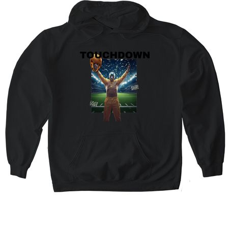 TOUCHDOWN, a Black Gildan Softstyle Pullover Hoodie