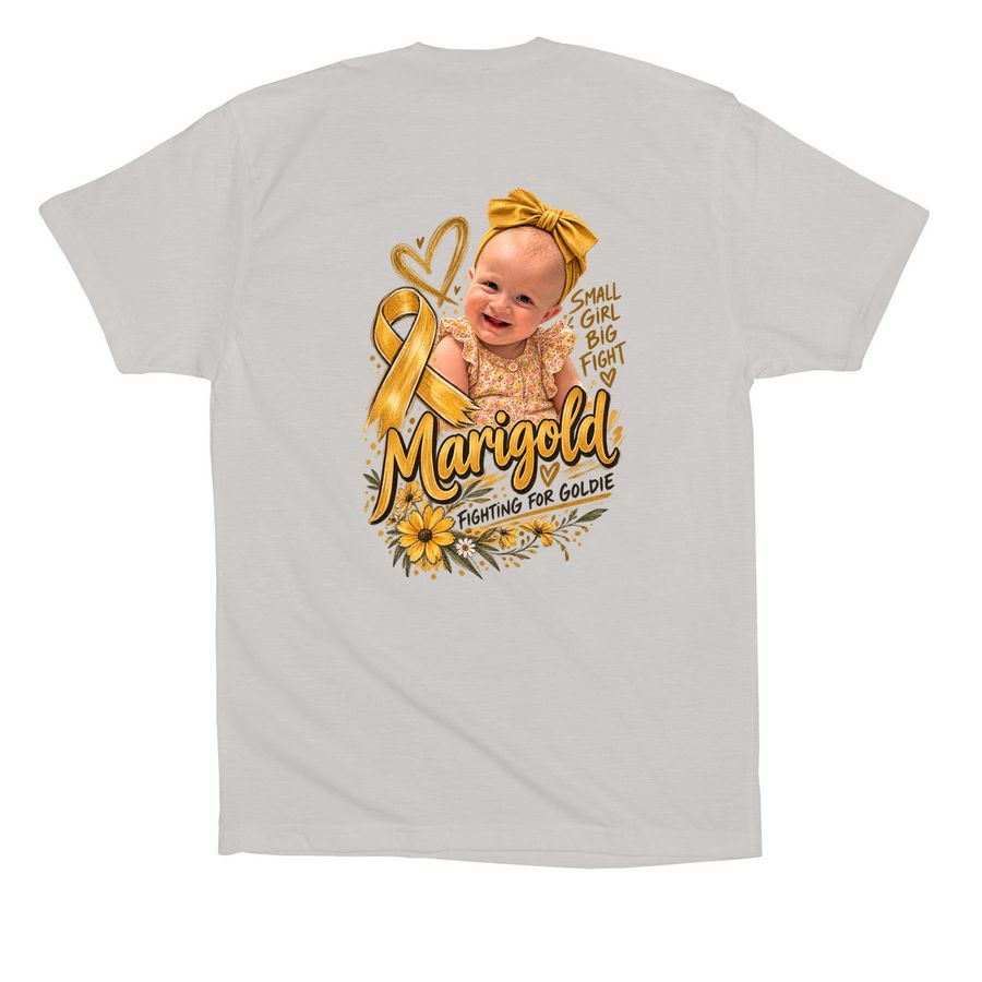 Marigolds Fight, a Solid Athletic Grey Premium Cotton Tee (back-view)