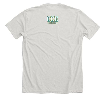 CHEER MOM&nbsp;, a Heather Cement Premium Unisex Tee (back-view)