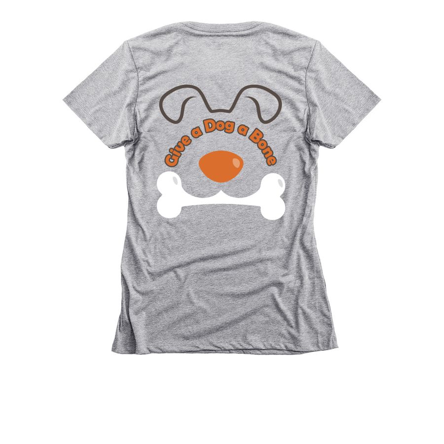 Give a Dog a Bone&nbsp;, a Dark Heather Grey Women's Slim Fit Tee (back-view)