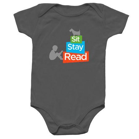 SitStayRead for your Little Ones, a Charcoal Infant Onesie