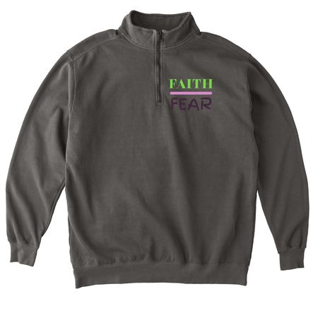 Faith Over Fear Jacket, a Pepper Comfort Colors Quarter Zip Pullover