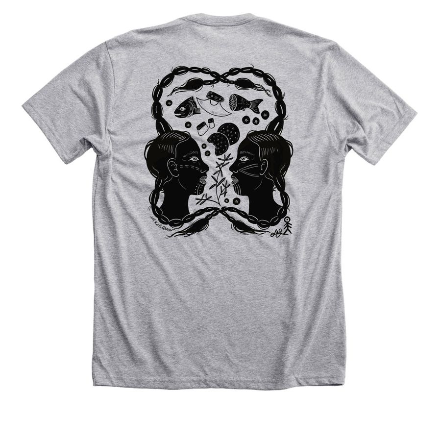 Harvest love, a Athletic Heather Premium Unisex Tee (back-view)