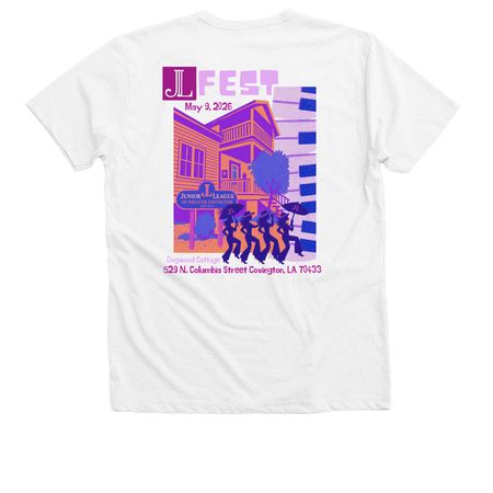 JL Fest Tee, a Solid White Blend Premium V-Neck Tee