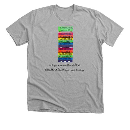 Happy Pride- We welcome everyone!, a Athletic Heather Premium Unisex Tee