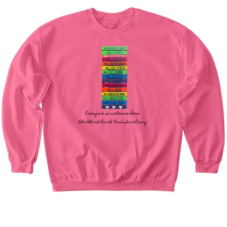 Happy Pride- We welcome everyone!, a Pink Lemonade Softstyle Crewneck Sweatshirt