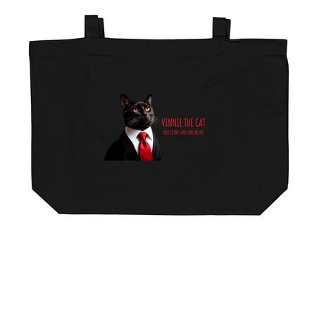 TCFU x Vinnie the Cat Tote Bags, a Black Large Organic Cotton Tote Bag