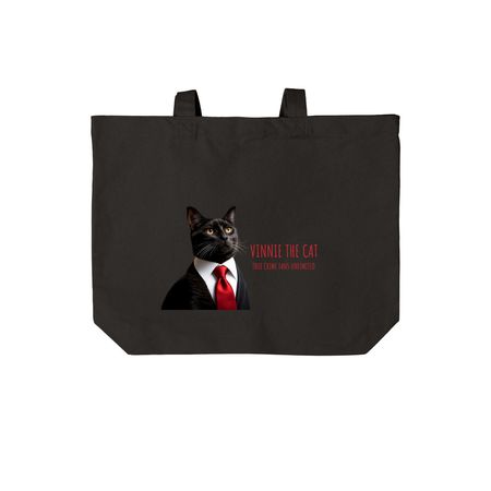 TCFU x Vinnie the Cat Tote Bags, a Deep Black Cotton Canvas Tote Bag