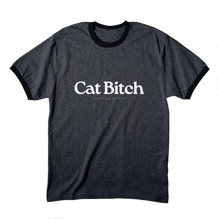 Cat Bitch, a Dark Heather Grey/ Jet Black Cotton Ringer Tee