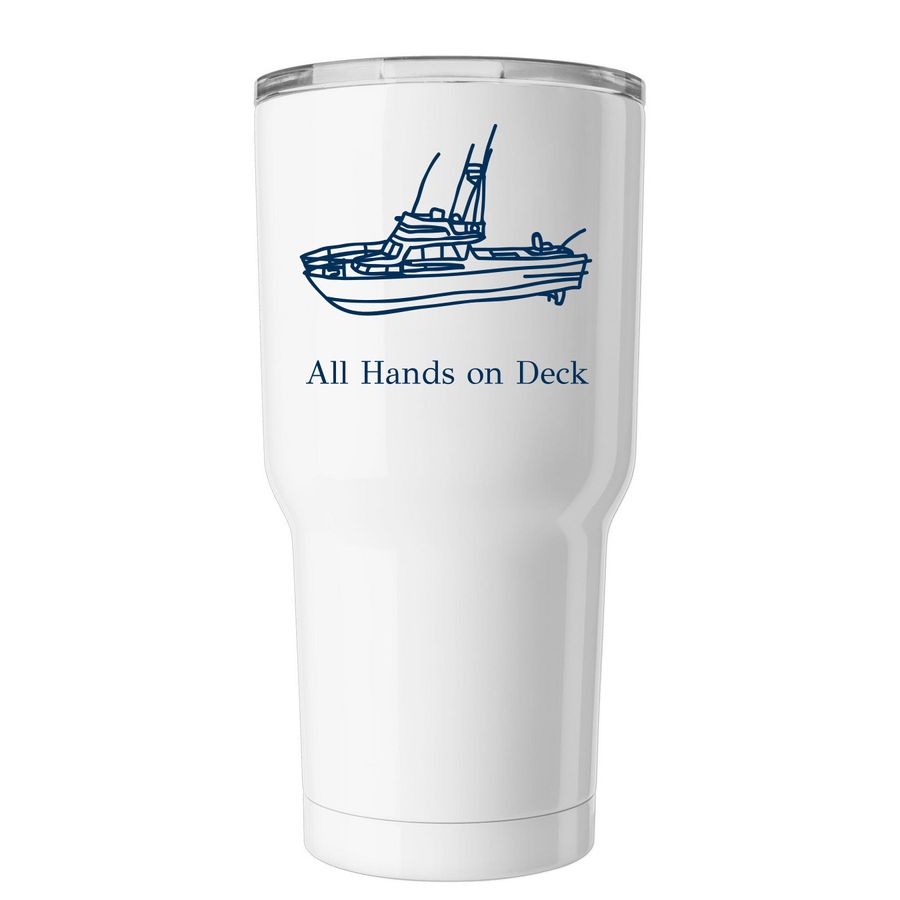 BT's ALS Crew Tumbler, a White Insulated Tumbler (back-view)