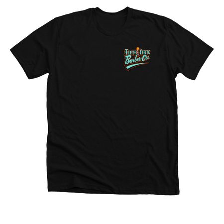 Fifth State Barber Poster Tee, a Solid Black Blend Premium Unisex Tee