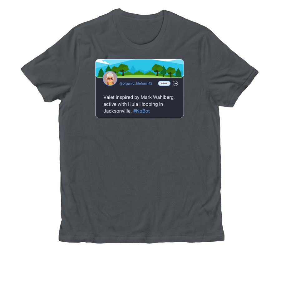 Hula Hooping Valet Tee-Bot, a Terrain Grey Allmade Organic Cotton Unisex Tee