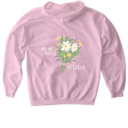 All We Need Is Dafna Hoodie, a Light Pink Gildan Softstyle Pullover Hoodie