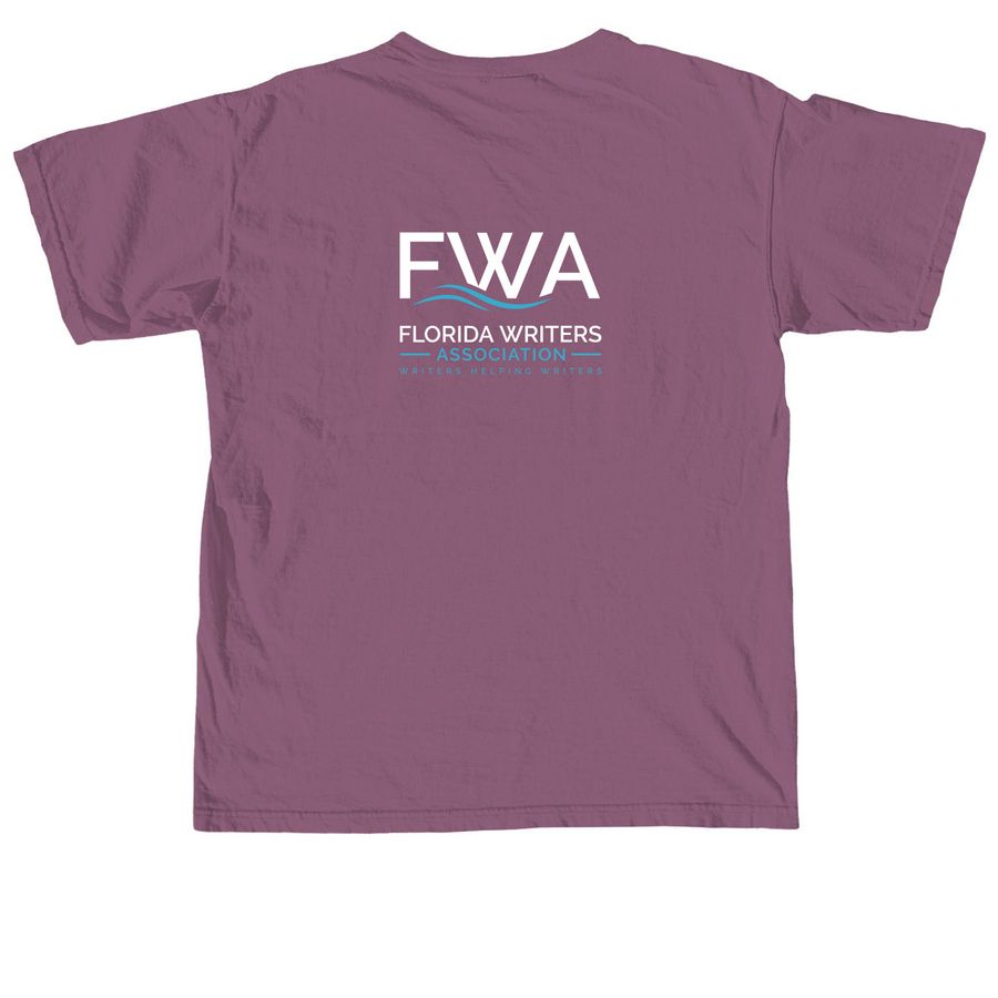 Shirt - Support Your Local FL Writer, a Berry Comfort Colors Unisex Tee (back-view)