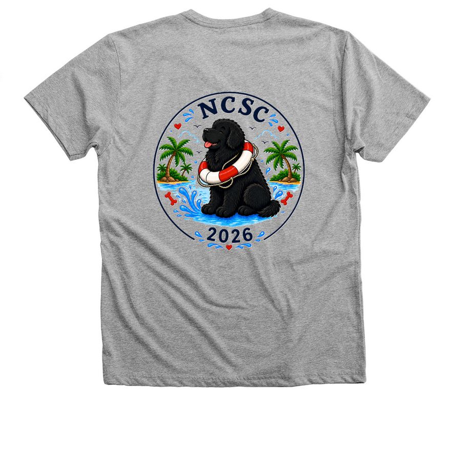 NCSC Water Test 2026, a Athletic Heather Premium V-Neck Tee (back-view)