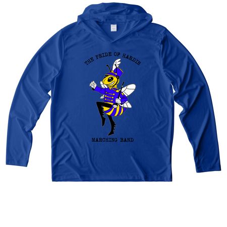 Marching Hornets - Black Text, a True Royal UV Performance Long Sleeve Hoodie
