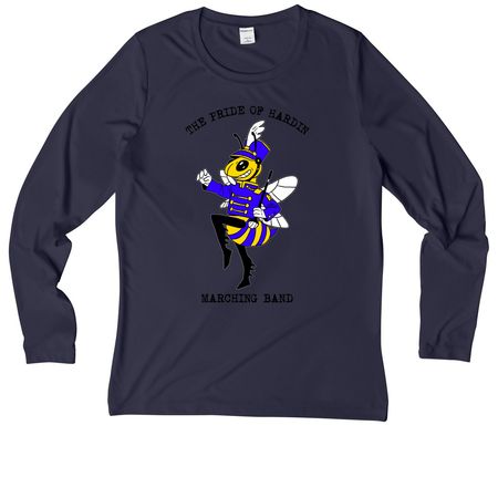 Marching Hornets - Black Text, a True Navy Women's UV Performance Long Sleeve Tee