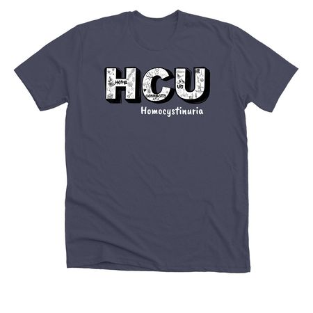 2026 World Homocystinuria Awareness Day, a Heather Midnight Navy Premium Unisex Tee