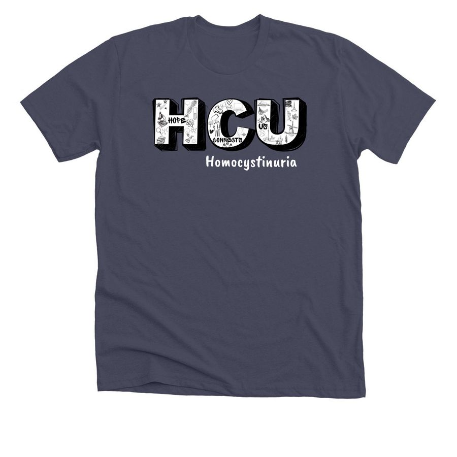 2026 World Homocystinuria Awareness Day, a Heather Midnight Navy Premium Unisex Tee