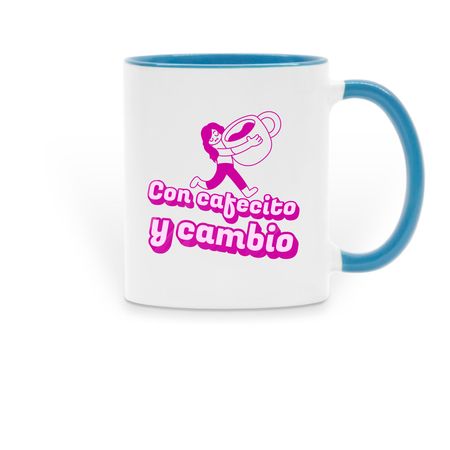 CAFECITO Y CAMBIO - Mug, a Light Blue Two-Tone Ceramic Mug