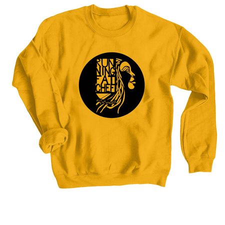 Signature Running Fat Chef Gear, a Gold Crewneck Sweatshirt