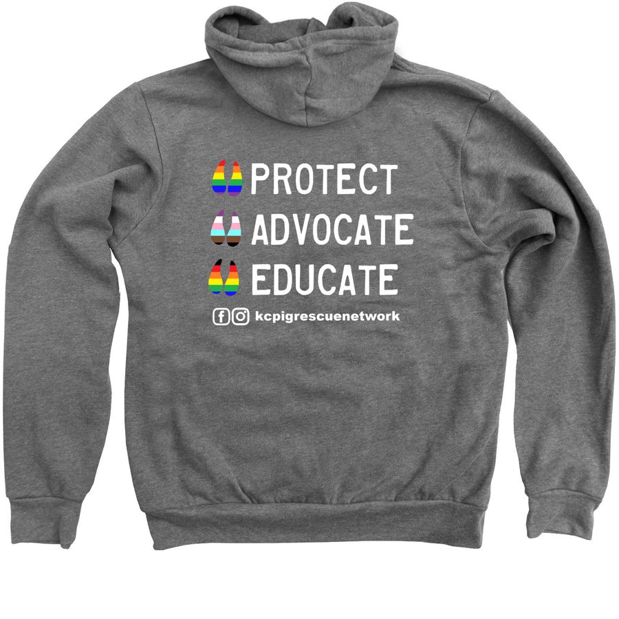 KCPRN Pride, a Deep Heather Zip Up Hoodie (back-view)