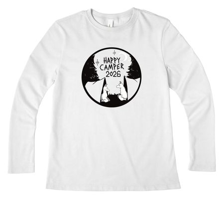 Happy Camper 2026 Women's Tops, a White Women?s Premium Long Sleeve Tee