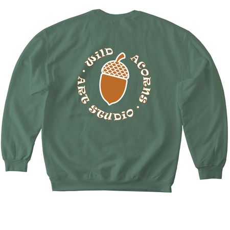 Wild Acorns Art Studio, a Military Green Softstyle Crewneck Sweatshirt (back-view)