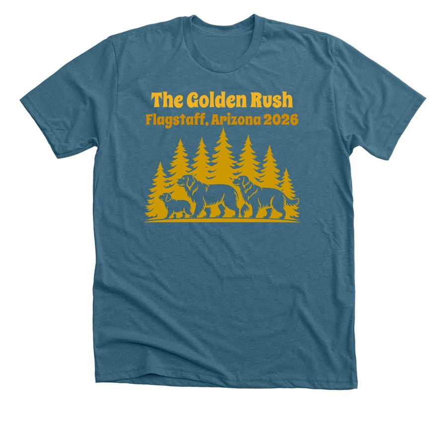 Golden Rush Tee, a Heather Deep Teal Premium Unisex Tee