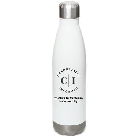 CI Water Bottle, a White Stainless Steel Water Bottle