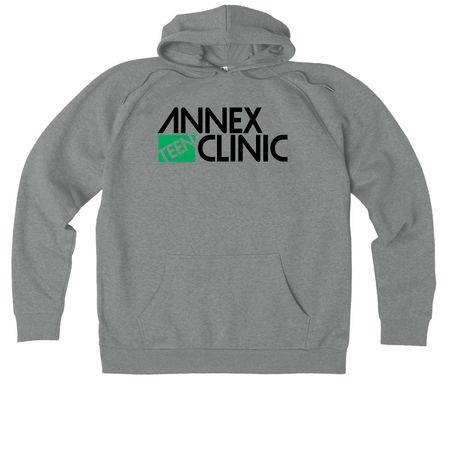 Annex Teen Clinic (Black), a Aluminum Grey Heather Allmade Organic CVC Pullover Hoodie