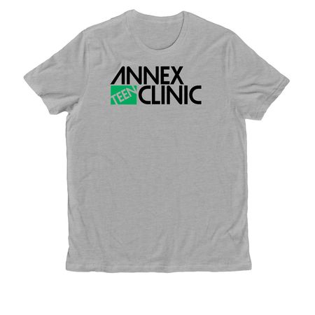 Annex Teen Clinic (Black), a Granite Grey Heather Allmade Organic Cotton Unisex Tee
