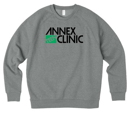 Annex Teen Clinic (Black), a Aluminum Grey Heather Allmade Organic CVC Crewneck Sweatshirt