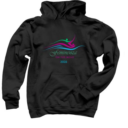 Feminenza on the Move: 2026, a Black Pullover Hoodie