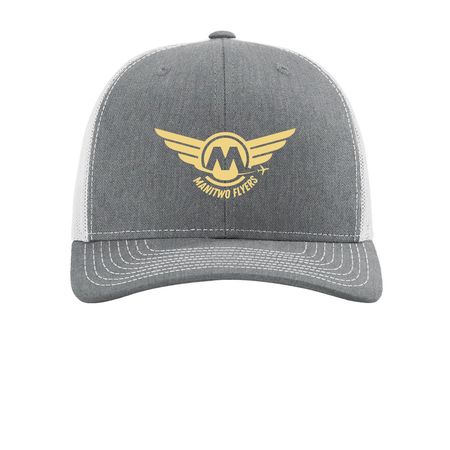 Manitwo Flyers Hats, a Heather Grey/ Light Grey Printed Snapback Trucker Cap